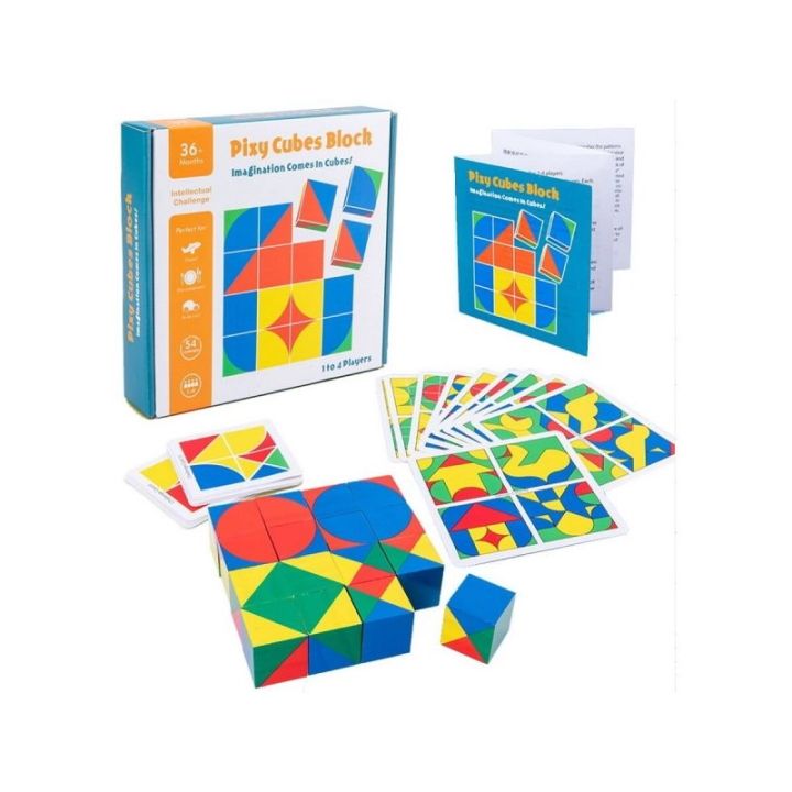 Edukacyjna Układanka Dla Dzieci, Kolorowe, DREWNIANE KLOCKI, Karty