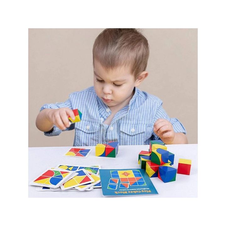 Edukacyjna Układanka Dla Dzieci, Kolorowe, DREWNIANE KLOCKI, Karty