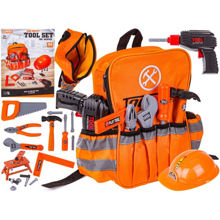 Zestaw Narzędzi Z Plecakiem, Wiertarka Wkrętarka, Narzędzia, Kask, Akcesoria