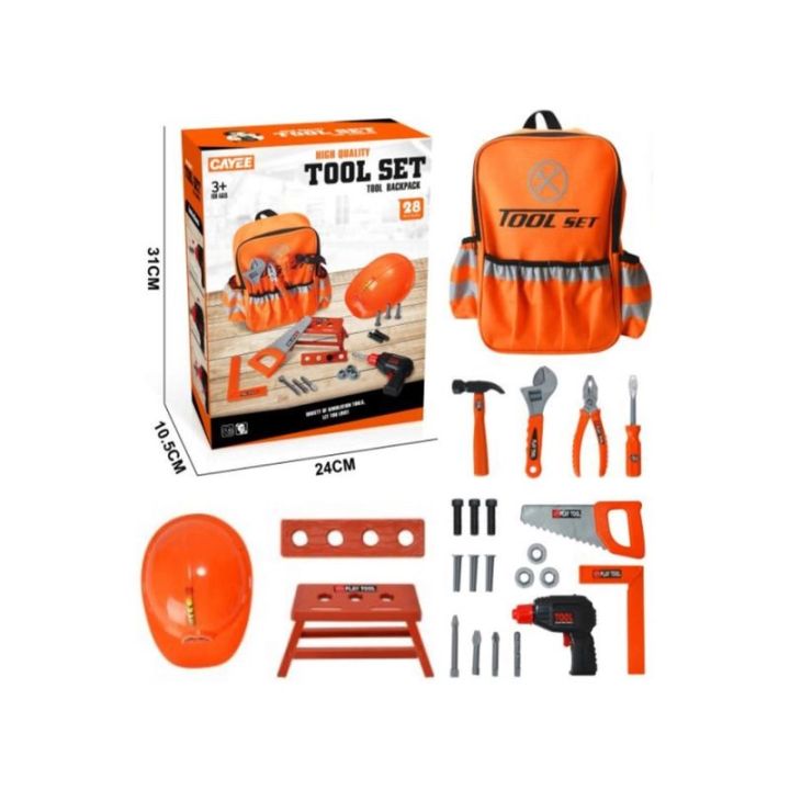 Zestaw Narzędzi Z Plecakiem, Wiertarka Wkrętarka, Narzędzia, Kask, Akcesoria