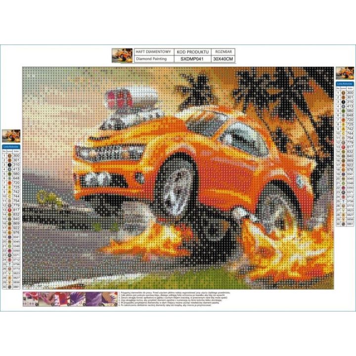 Haft Diamentowy, Obraz, Mozaika Diamentowa Diamond Painting, OGNISTE CAMARO 40x30cm SAMOCHÓD AUTO