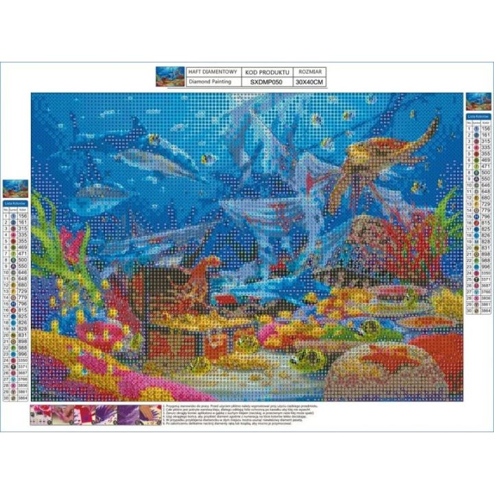 Haft Diamentowy, Obraz, Mozaika Diamentowa Diamond Painting, PODWODNY SKARB 40x30cm