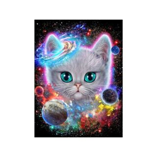 Haft Diamentowy, Obraz, Mozaika Diamentowa Diamond Painting, KOSMICZNY KOT 30x40cm