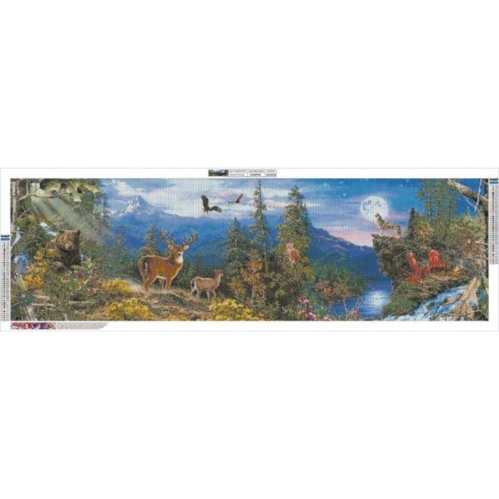 DUŻY Haft Diamentowy, Obraz, Mozaika Diamentowa Diamond Painting PANORAMA GÓR 120x40cm