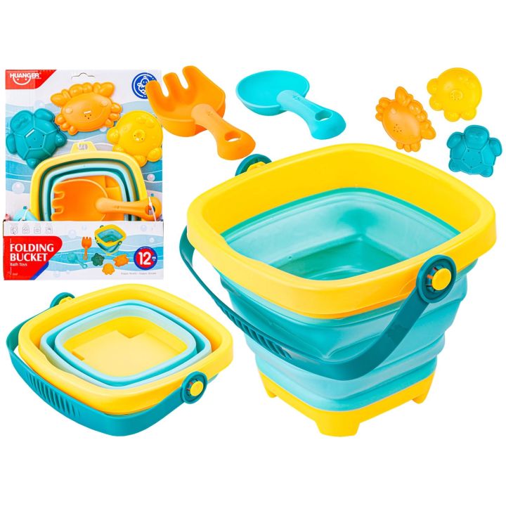 Składane Silikonowe Wiaderko + Akcesoria, Foremki Zestaw Do Zabawy W Piasku