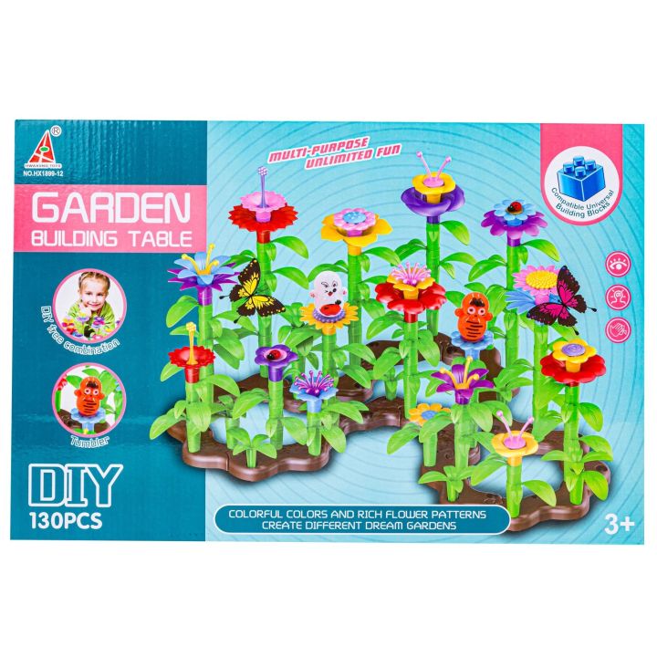 Klocki Konstrukcyjne Ogród Kwiatki , Zestaw Do Zbudowania Kwiatowej Kompozycji 130 El.