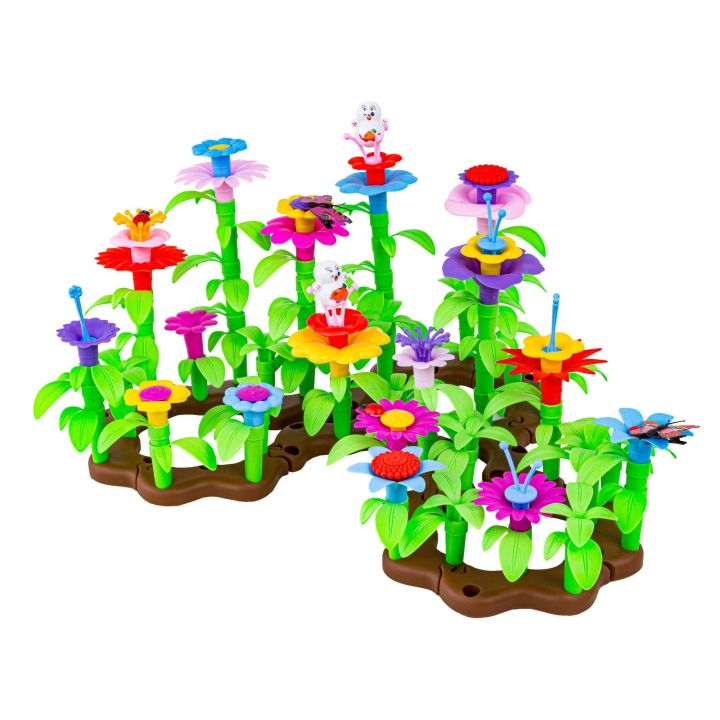 Klocki Konstrukcyjne Ogród Kwiatki , Zestaw Do Zbudowania Kwiatowej Kompozycji 130 El.