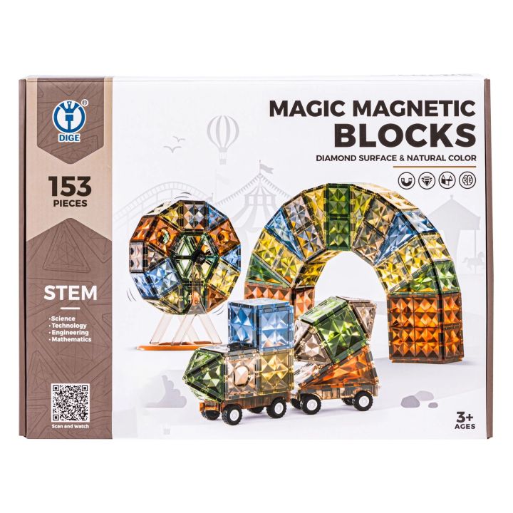 Konstrukcyjne Klocki Magnetyczne 153 Elementy