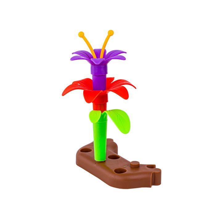 Klocki Konstrukcyjne 222 elementy, Zestaw Do Zbudowania Kwiatowej Kompozycji, Ogród + Kwiatki