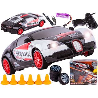 Samochód Do Driftu, Auto RC Drift 1:24 2,4 GHz 4WD CZARNO-BIAŁE BUGATTI