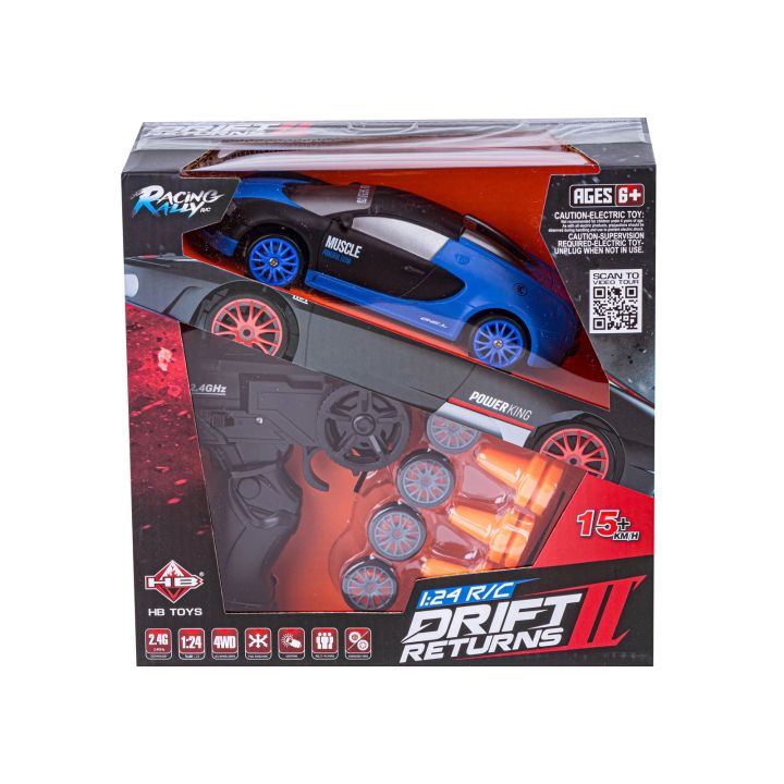 Samochód Do Driftu, Auto RC Drift 1:24 2,4 GHz 4WD CZARNO-NIEBIESKIE BUGATTI