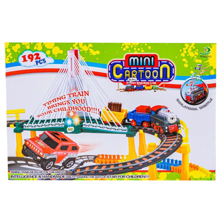 Kolejka 192el. 2w1 Duży Tor Samochodowy Wyścigowy, Elastyczny