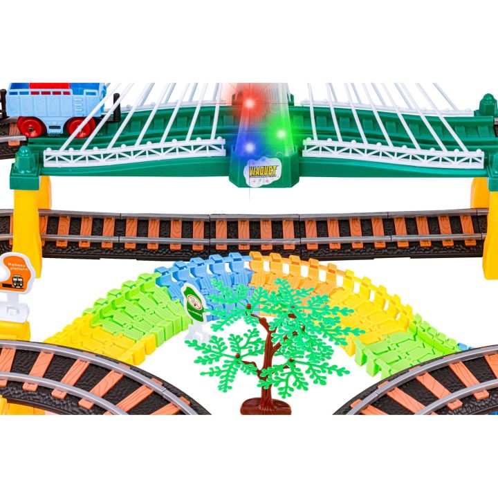 Kolejka 192el. 2w1 Duży Tor Samochodowy Wyścigowy, Elastyczny