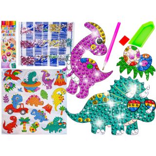 Haft Diamentowy Mozaika Diamentowa Naklejki DINOZAURY Zestaw 18 Naklejek