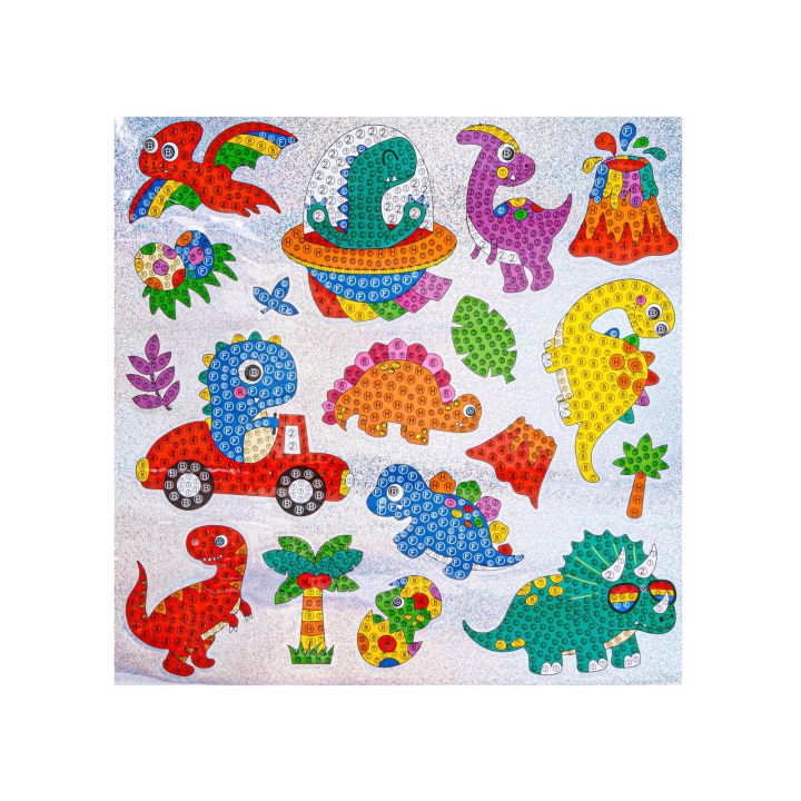 Haft Diamentowy Mozaika Diamentowa Naklejki DINOZAURY Zestaw 18 Naklejek