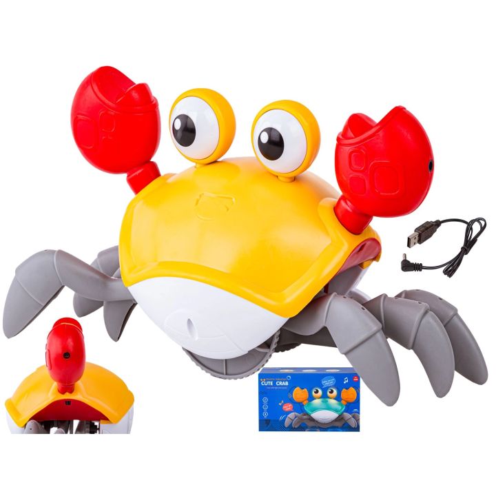 Uciekający Pełzający Krab, Interaktywna Zabawka, Świeci, Gra melodie Robot ŻÓŁTY