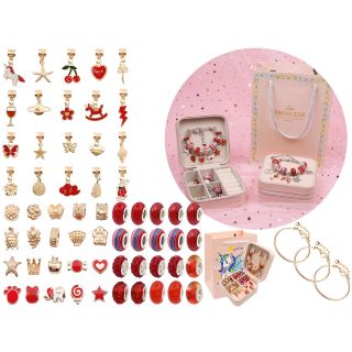 Zestaw Do Tworzenia Robienia Biżuterii, Bransoletek, Charmsy, Zawieszki, Koraliki ODCIENIE CZERWIENI