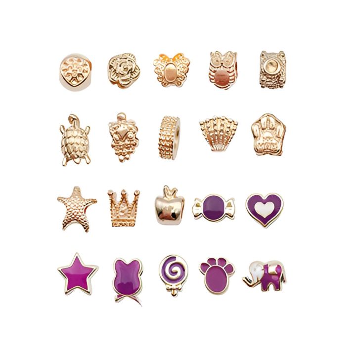 Zestaw Do Tworzenia Robienia Biżuterii, Bransoletek, Charmsy, Zawieszki, Koraliki ODCIENIE FIOLETU