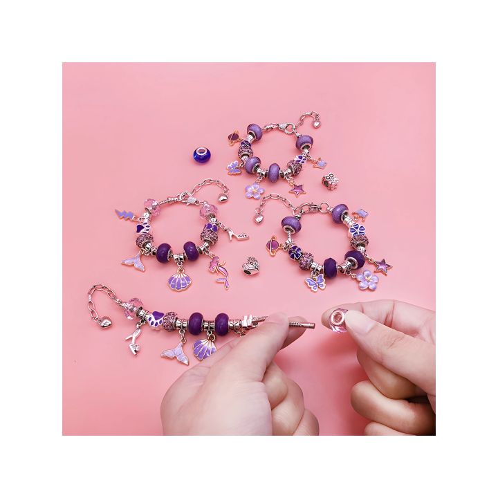 Zestaw Do Tworzenia Robienia Biżuterii, Bransoletek, Charmsy, Zawieszki, Koraliki ODCIENIE FIOLETU