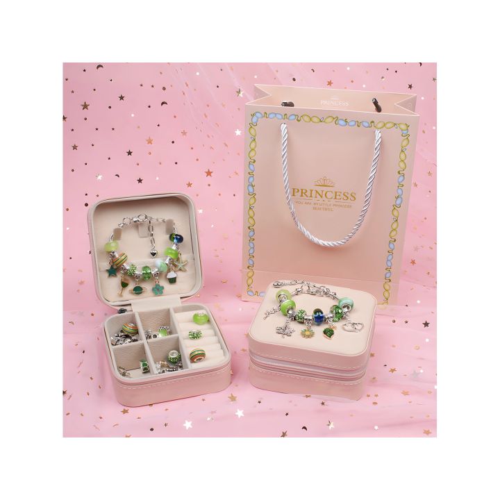 Zestaw Do Tworzenia Robienia Biżuterii, Bransoletek, Charmsy, Zawieszki, Koraliki ODCIENIE ZIELENI