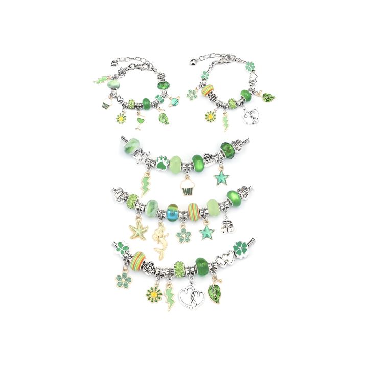 Zestaw Do Tworzenia Robienia Biżuterii, Bransoletek, Charmsy, Zawieszki, Koraliki ODCIENIE ZIELENI