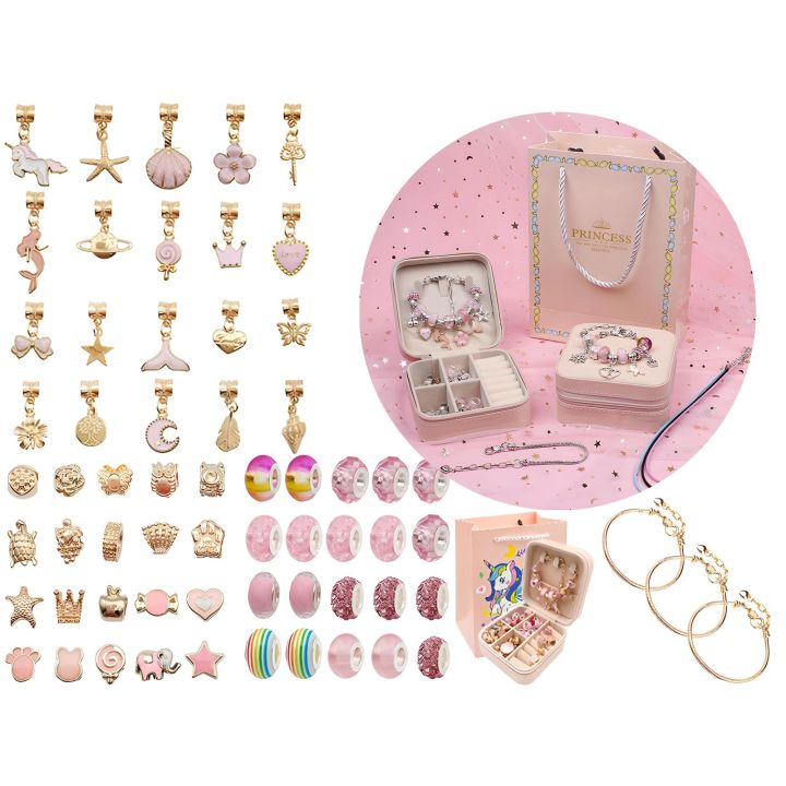 Zestaw Do Tworzenia Robienia Biżuterii, Bransoletek, Charmsy, Zawieszki, Koraliki ODCIENIE RÓŻU