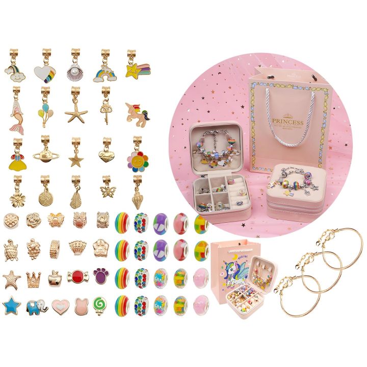 Zestaw Do Tworzenia Robienia Biżuterii, Bransoletek, Charmsy, Zawieszki, Koraliki TĘCZOWE KOLORY