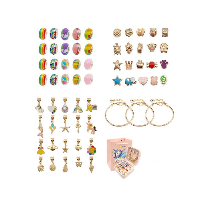 Zestaw Do Tworzenia Robienia Biżuterii, Bransoletek, Charmsy, Zawieszki, Koraliki TĘCZOWE KOLORY