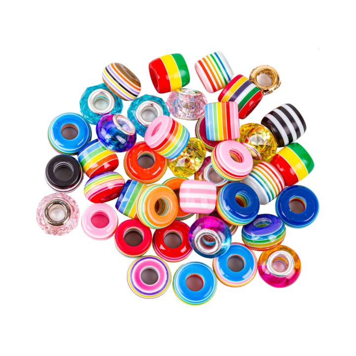 Zestaw Do Tworzenia Robienia Biżuterii, Bransoletek, Charmsy, Zawieszki, Koraliki w paski, MIX