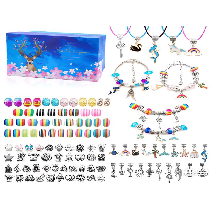 Zestaw Do Tworzenia Robienia Biżuterii, Bransoletek, Charmsy, Zawieszki, Koraliki w paski, MIX
