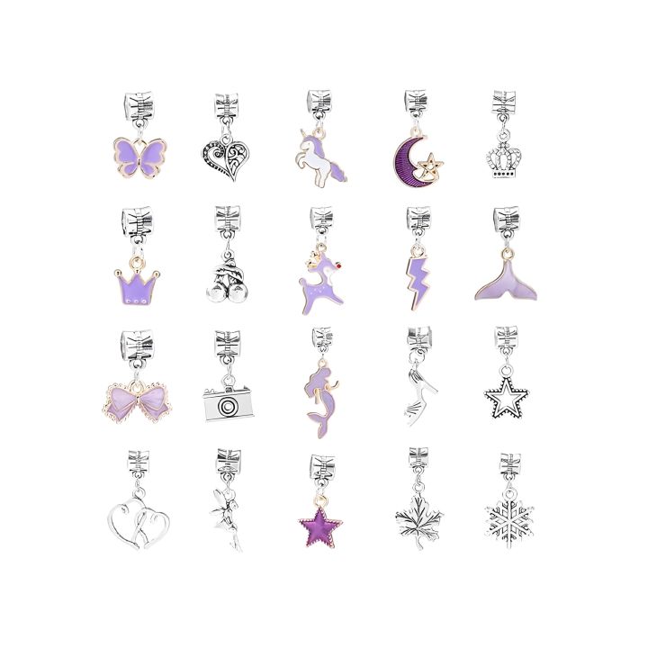 Zestaw Do Tworzenia Robienia Biżuterii, Bransoletek, Charmsy, Zawieszki, Koraliki 66el. ODCIENIE FIOLETU + Kosmetyczka