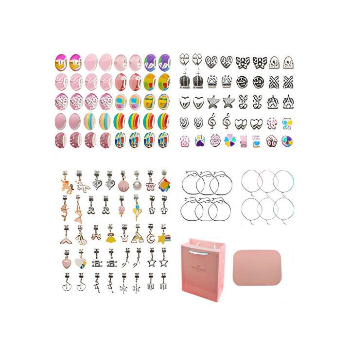 Zestaw Do Tworzenia Robienia Biżuterii, Bransoletek, Charmsy, Zawieszki, Koraliki TĘCZOWO-RÓŻOWY MIX + Etui