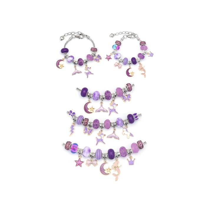 Zestaw Do Tworzenia Robienia Biżuterii, Bransoletek, Charmsy, Zawieszki, Koraliki ODCIENIE FIOLETU + Etui