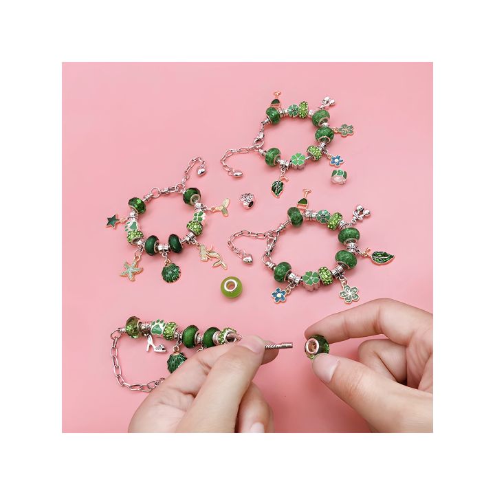 Zestaw Do Tworzenia Robienia Biżuterii, Bransoletek, Charmsy, Zawieszki, Koraliki ODCIENIE ZIELENI + Etui