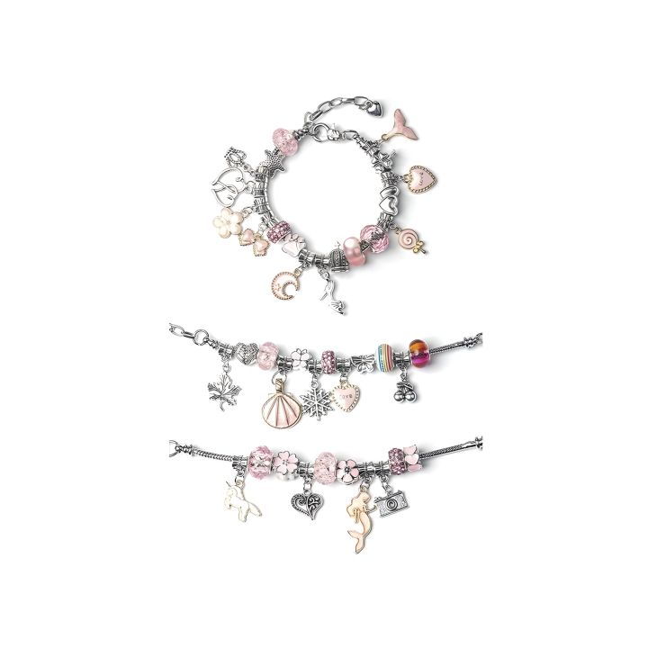 Zestaw Do Tworzenia Robienia Biżuterii, Bransoletek, Charmsy, Zawieszki, Koraliki ODCIENIE RÓŻU + Etui