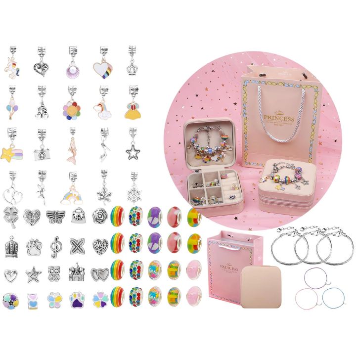 Zestaw Do Tworzenia Robienia Biżuterii, Bransoletek, Charmsy, Zawieszki, Koraliki TĘCZOWY MIX + Etui