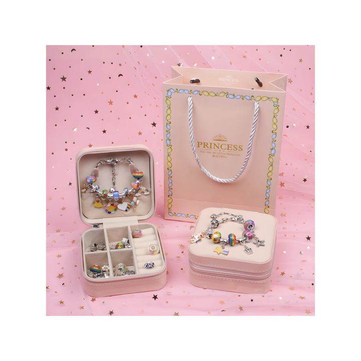 Zestaw Do Tworzenia Robienia Biżuterii, Bransoletek, Charmsy, Zawieszki, Koraliki TĘCZOWY MIX + Etui