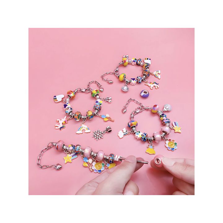 Zestaw Do Tworzenia Robienia Biżuterii, Bransoletek, Charmsy, Zawieszki, Koraliki TĘCZOWY MIX + Etui