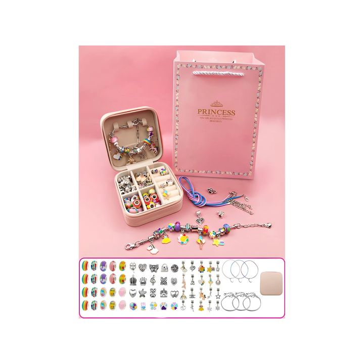 Zestaw Do Tworzenia Robienia Biżuterii, Bransoletek, Charmsy, Zawieszki, Koraliki TĘCZOWY MIX + Etui