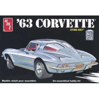 Corvette Chevy 1963 – Klasyczny sportowy samochód z USA 2w1 | Model plastikowy do sklejania AMT (skala 1:25)