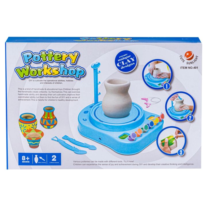 Koło Garncarskie NIEBIESKIE - Mały Artysta - farbki, masa, koło, narzędzia